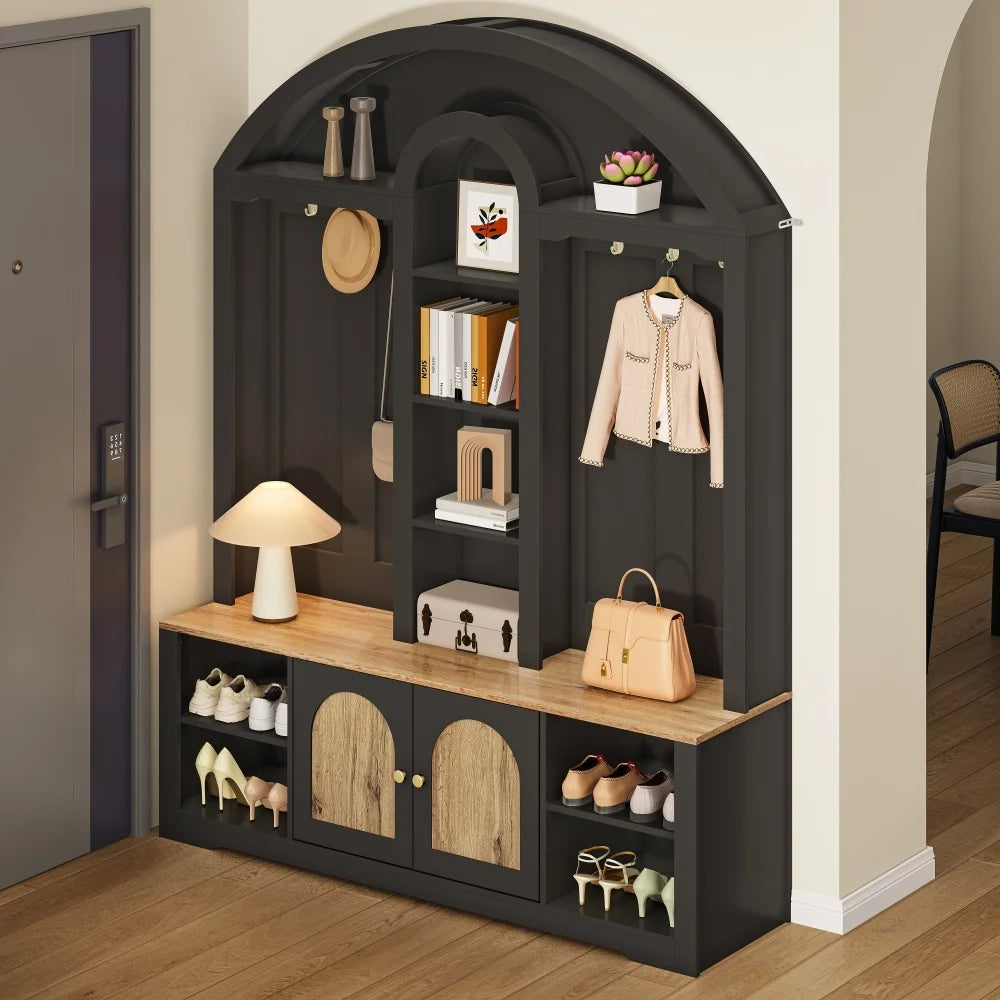 Multifunctional Wardrobe with Shoe Rack and Hooks