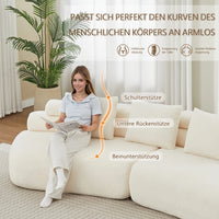 Modern Armless Modular Chenille Sofa, Curved Cashew Shape Design