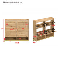 108.5×24×100cm Modern Shoe Cabinet with Wooden Doors