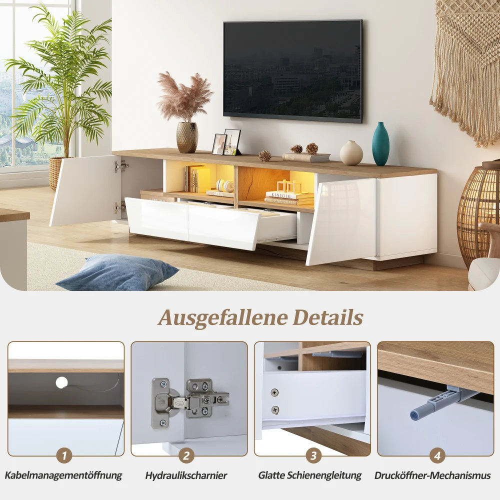 180*40*46cm TV Cabinet with 2 Drawers and LED