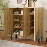 Modern Shoe Cabinet in Wooden Optics with Three Doors