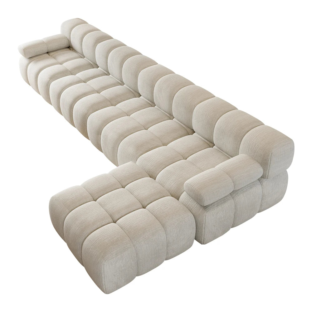 400cm L-Shape Corner Foam Boneless Compression Sofa