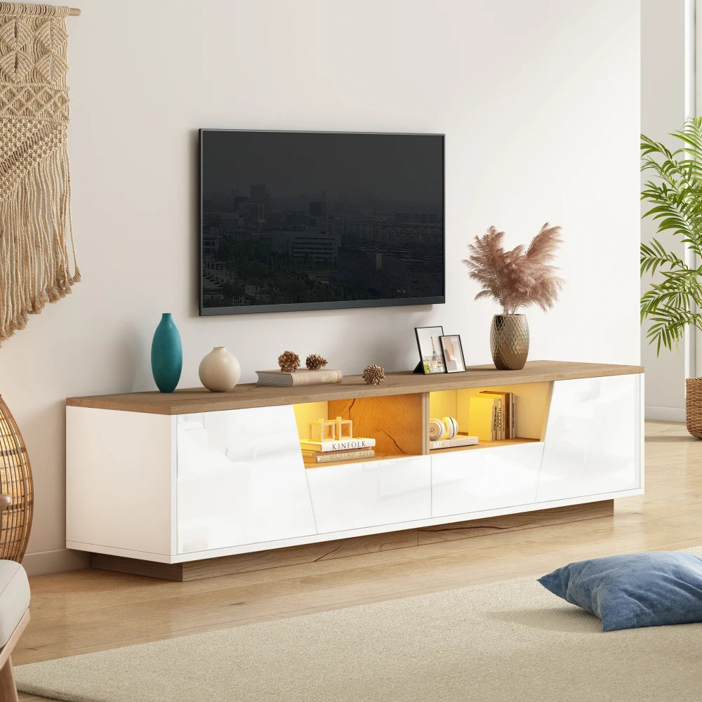 TV-bænk i højglans 180x40x46 cm med 2 skuffer og 2 skabe