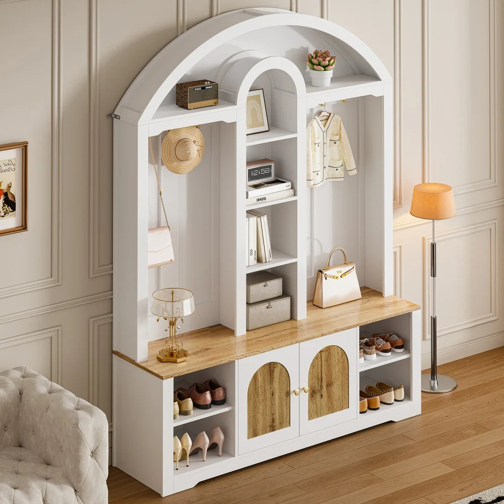 Multifunctional Wardrobe with Shoe Rack and Hooks