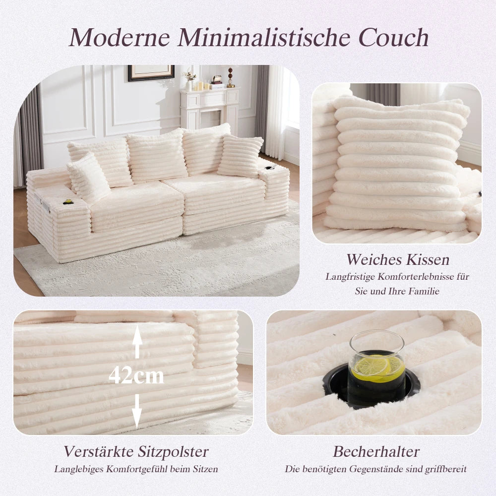 Modular Corduroy Compression Sofa Bed