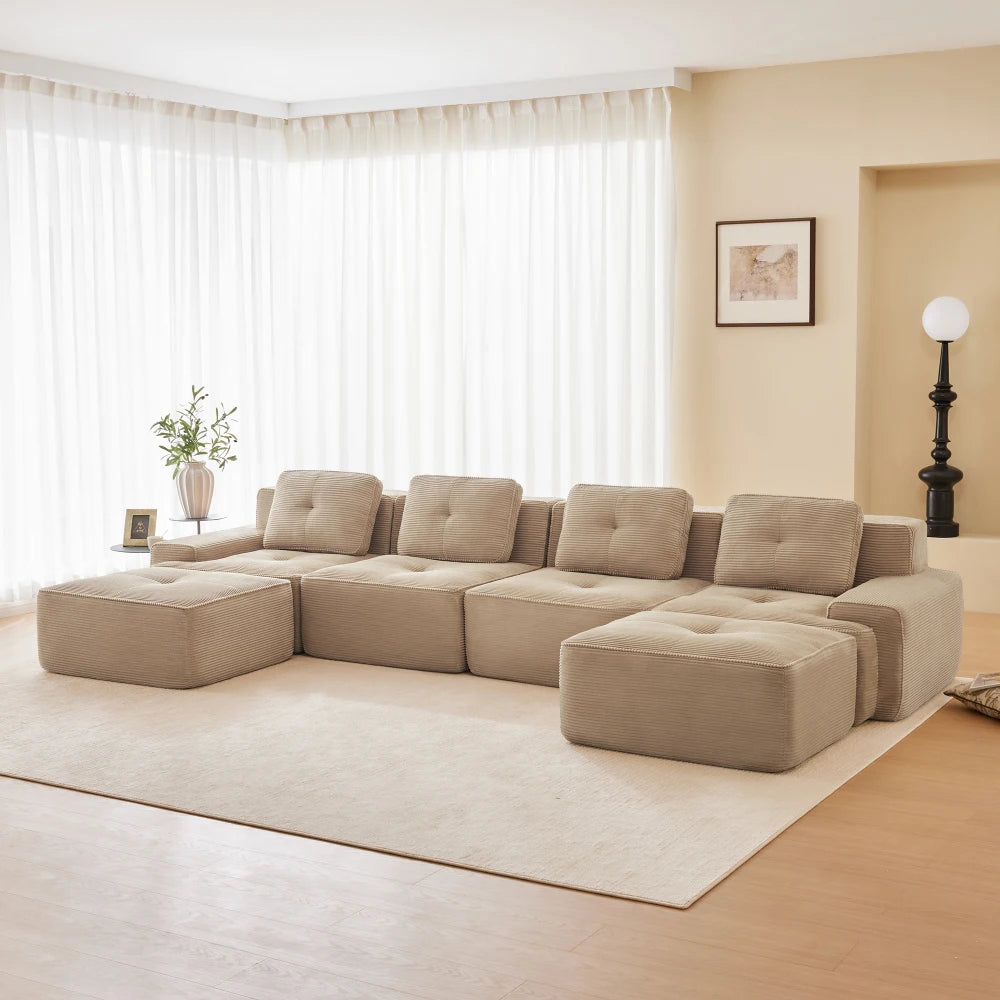 4-Seater Boneless Modular Sofa with U-Shaped Chair Length