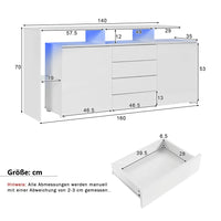 Living Room Sideboard with LED, Living Room Furniture in White High Gloss