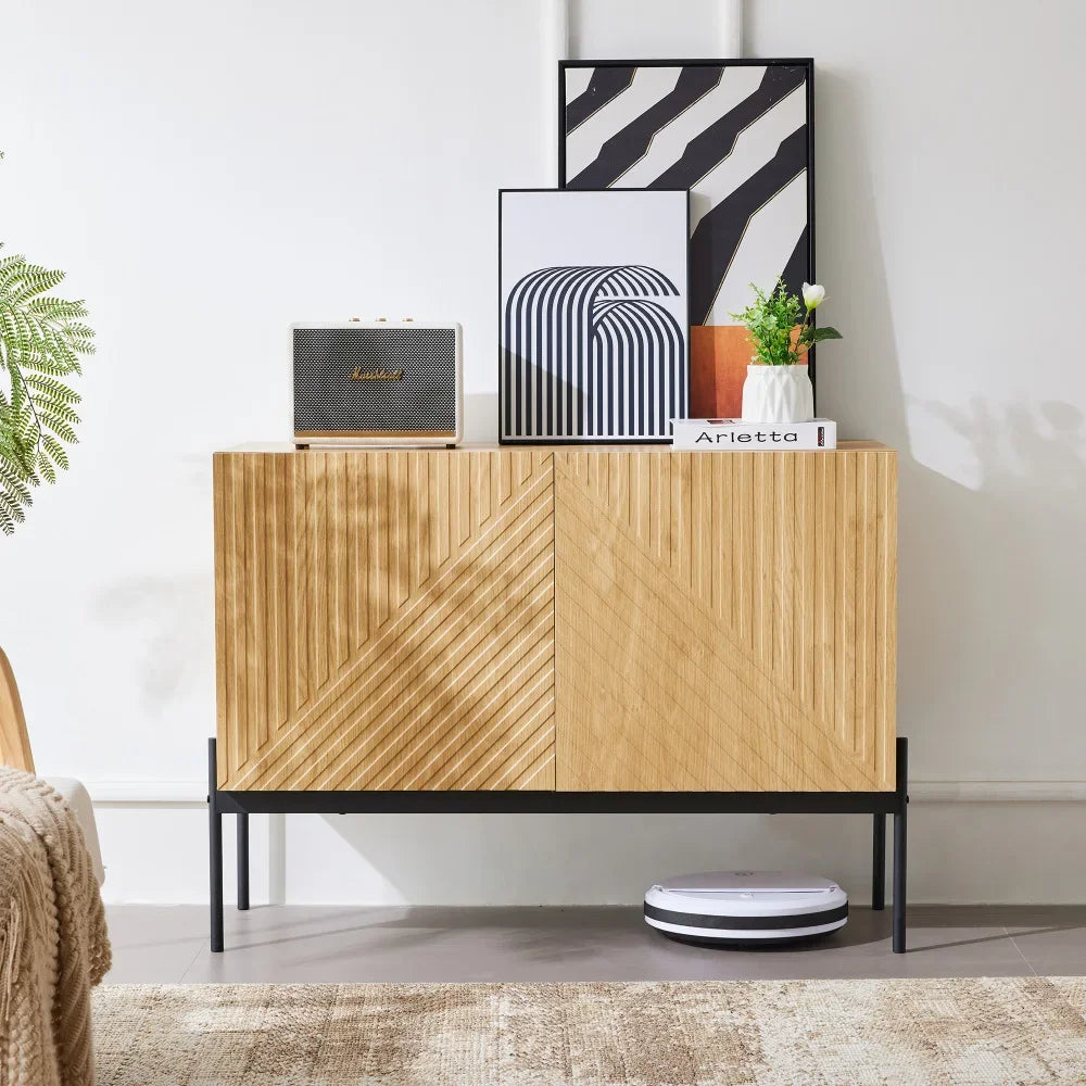 Sideboard with 2 Doors and 3 Drawers, Metal Legs, TV Cabinet, Buffet