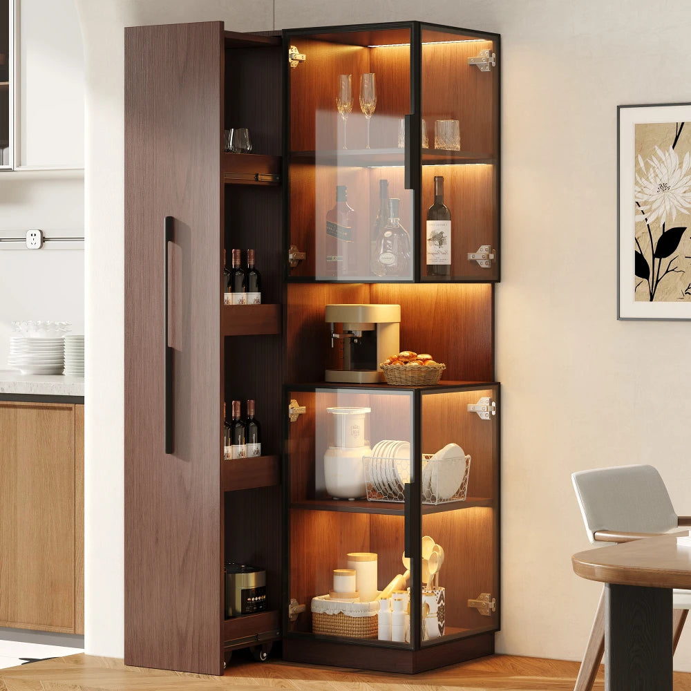 Living Room Display Cabinet with Pull-out Shelf