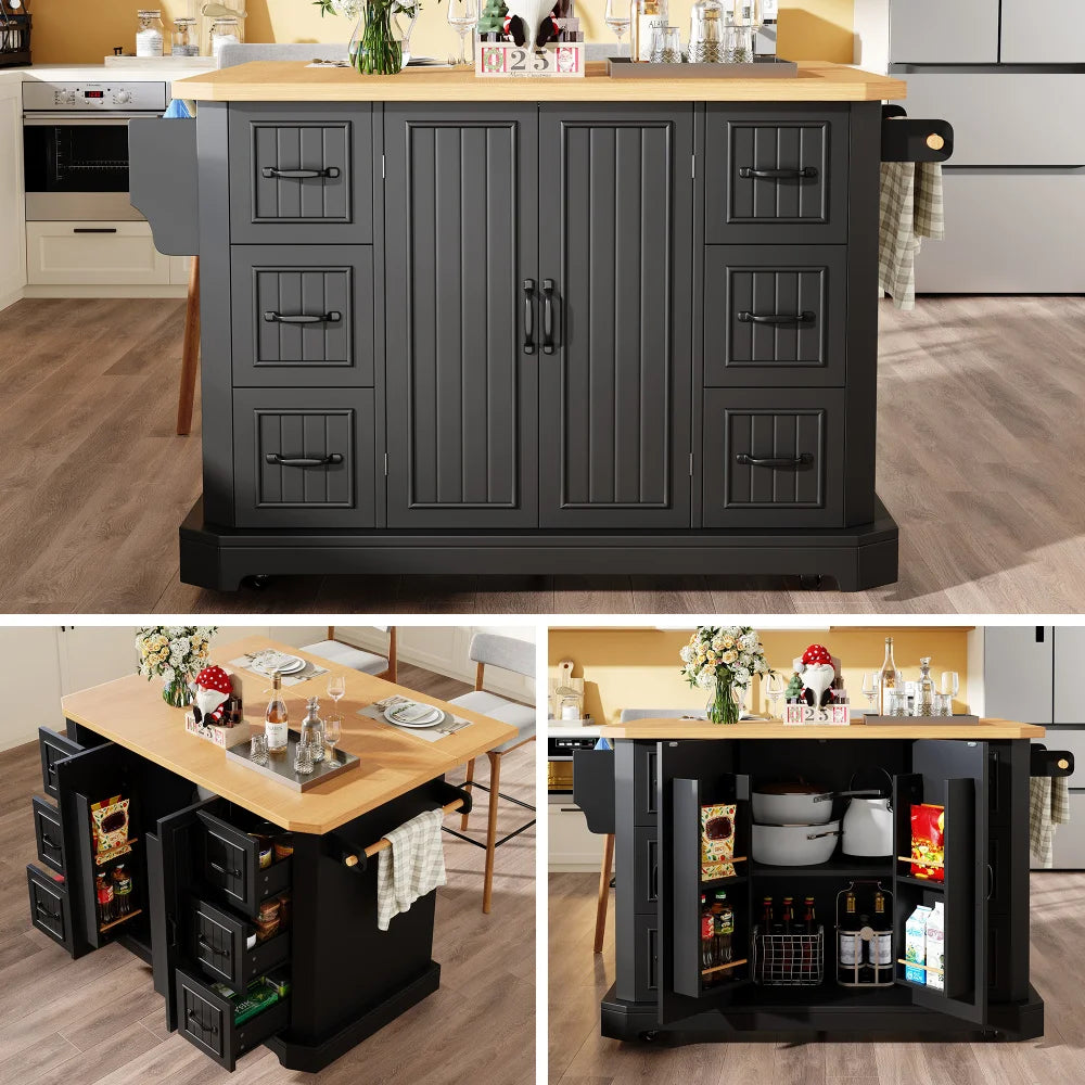 120x45(75)x91cm Modern Mobile Kitchen Island, Kitchen Cabinet