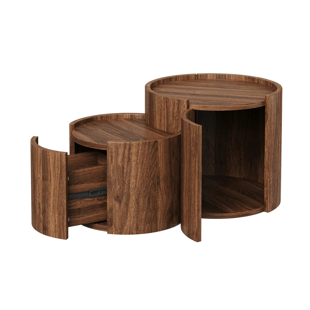 Round Coffee Table with Storage Room