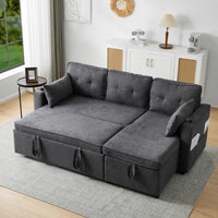 L-shaped Upholstered Sofa Bed with Sleeping Function
