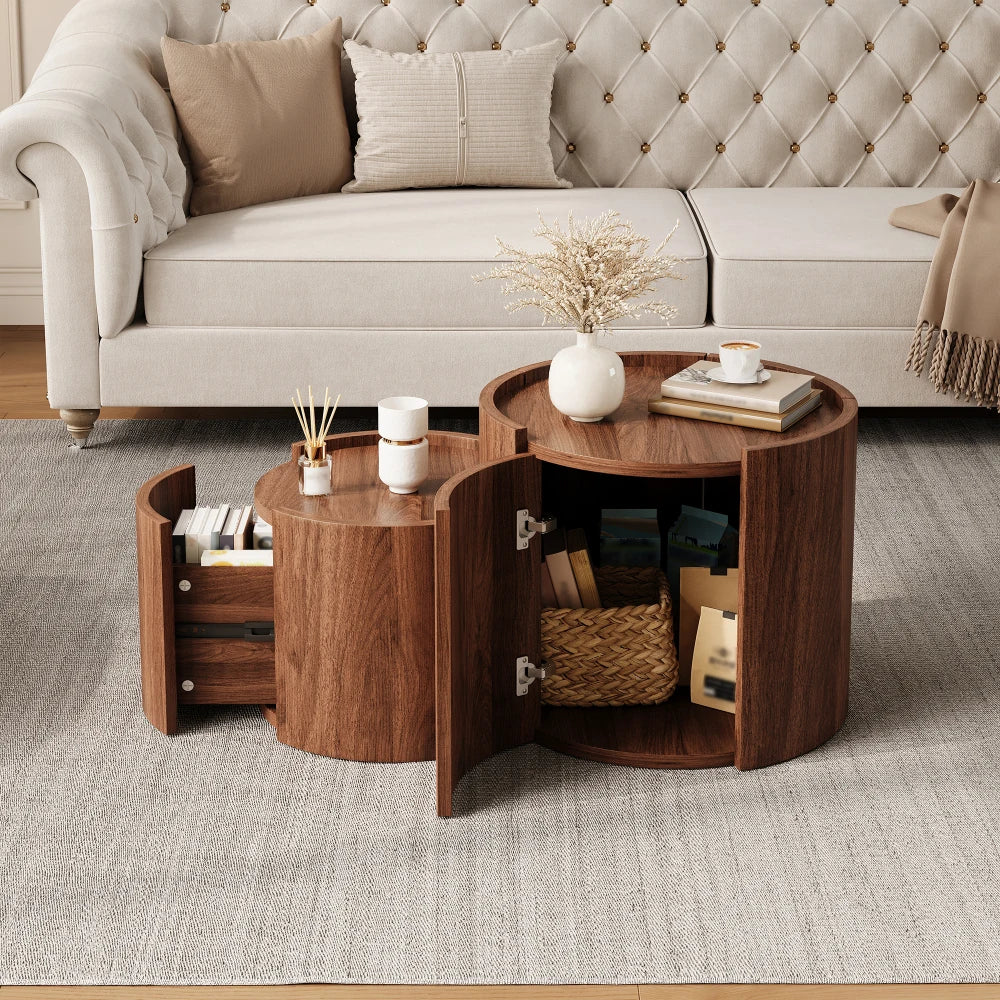 Round Coffee Table with Storage Room