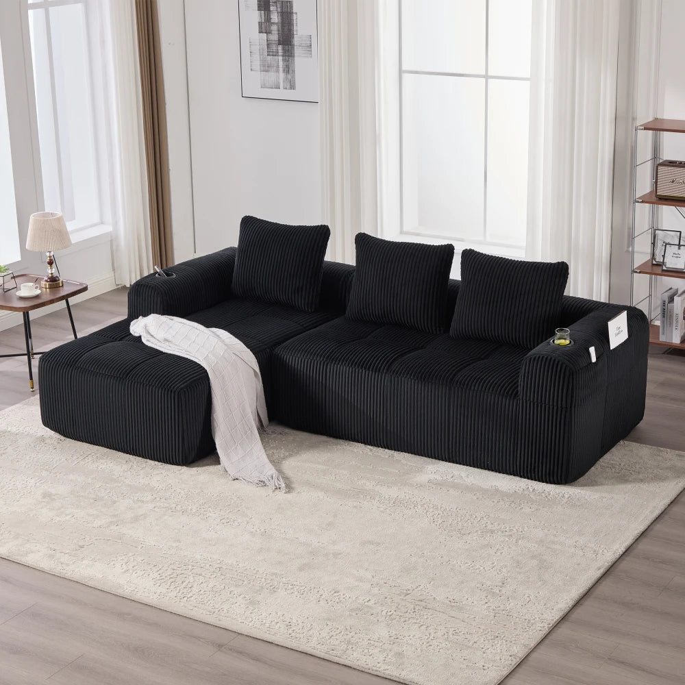 Kompakt modulsofa med sidelomme og kopholder