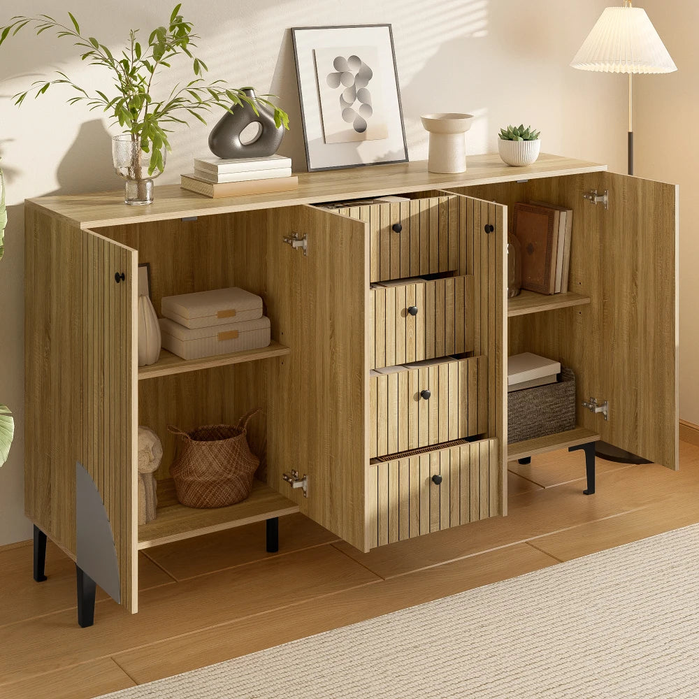 Modern Shoe Cabinet in Wooden Optics with Three Doors