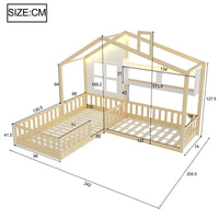 90x200cm (140x70cm) Bed with Window Shelves, LED Light Strip