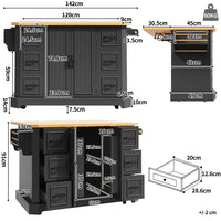 120x45(75)x91cm Modern Mobile Kitchen Island, Kitchen Cabinet