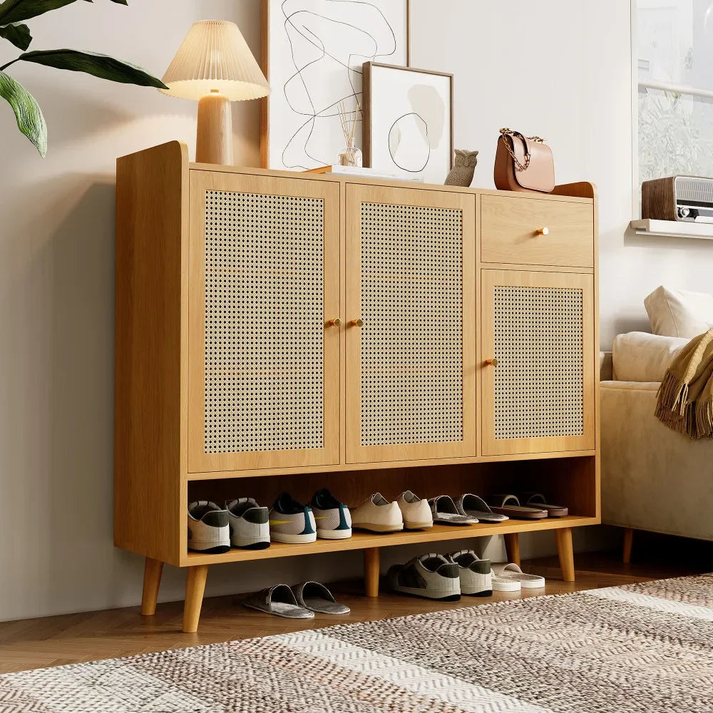 Shoe Cabinet, Shoe Rack with 3 Doors and1 Drawers and 5 Shelves