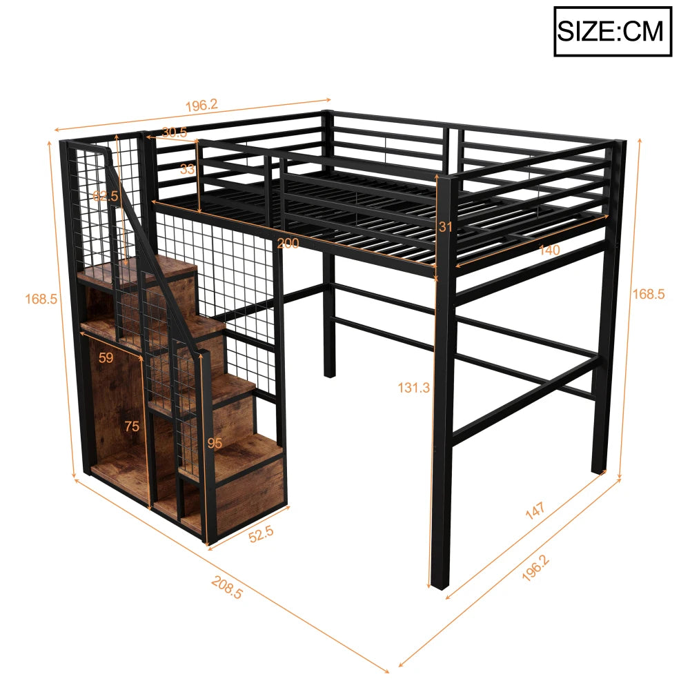 90*200cm & 140*200cm High Bed with Safety Ladder