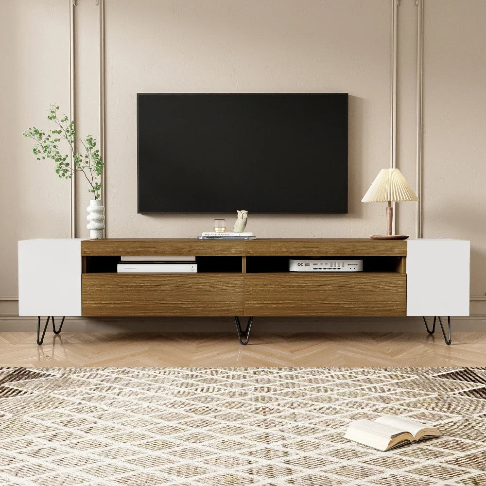 Moderne TV-bord i sort og træ, 180 cm