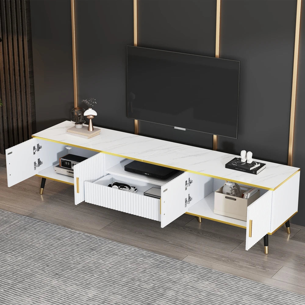 200 X 40 X 46cm Modern TV Cabinet, Marble Optics, TV Chest of Drawers