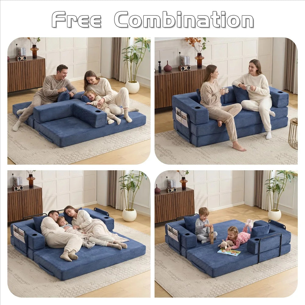 Free Combination Modular Upgrade Boneless Corduroy Floor Mattress Sofa