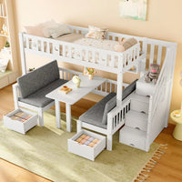 90x200cm Multifunctional High Bed, 2-in-1 Bed and Desk