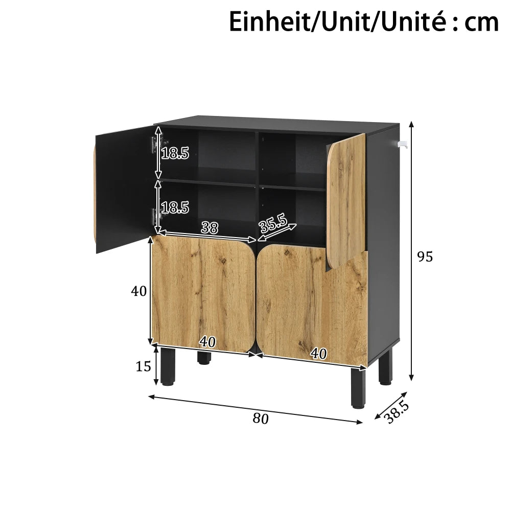 80*38.5*90cm Modern Shoe Cabinet, Unique Design, Features Four Doors