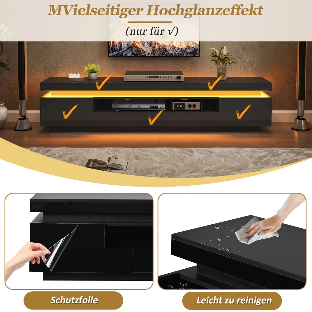 175×38×45cm High Gloss TV Stand Lowboard for Living Room