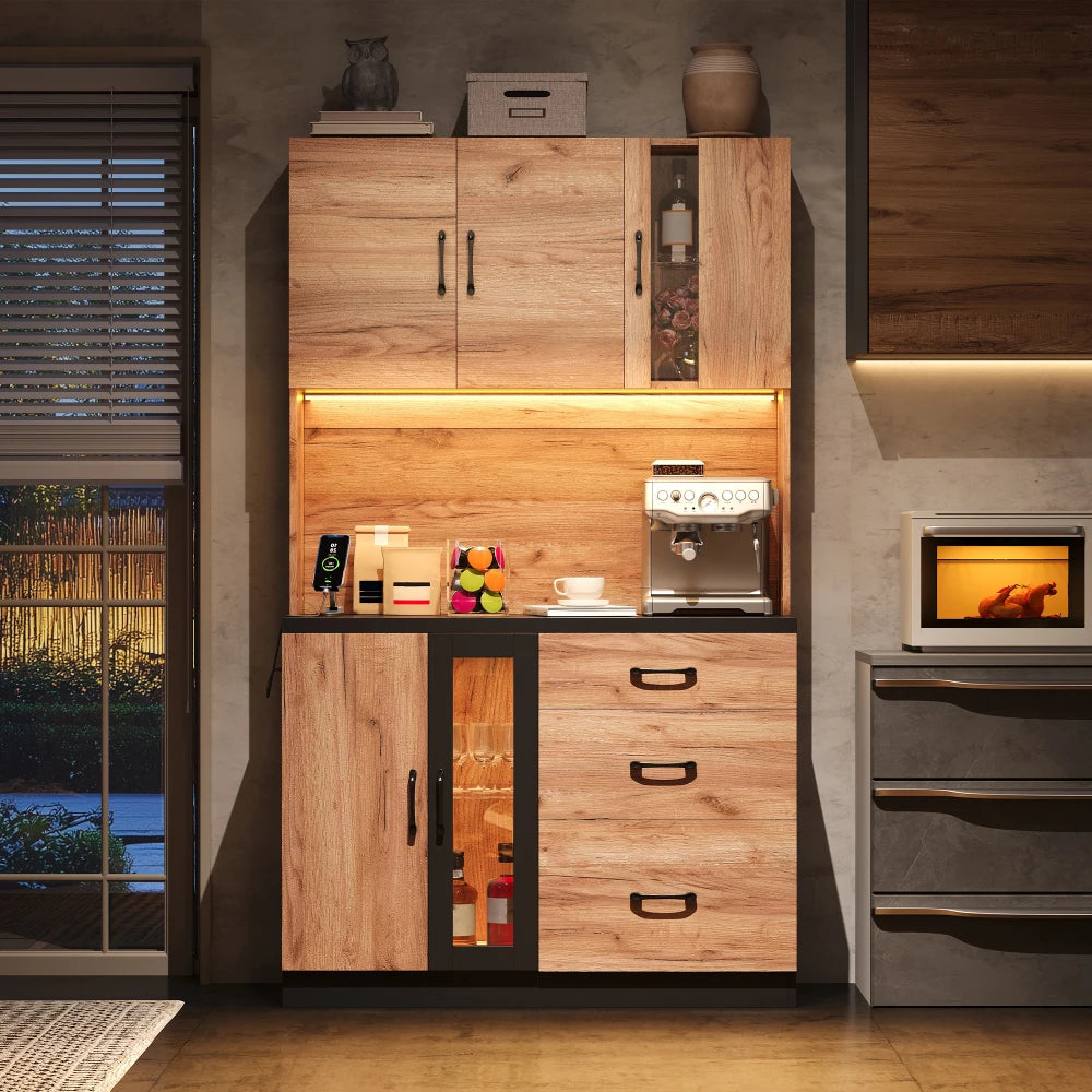 Stylish Kitchen Cabinet, Black Worktop