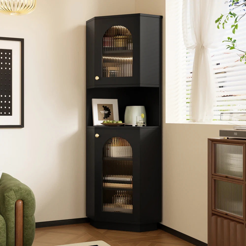 45 X 45 X 166, 5cm Bathroom Cabinet with Light Bar, Corner Cabinet