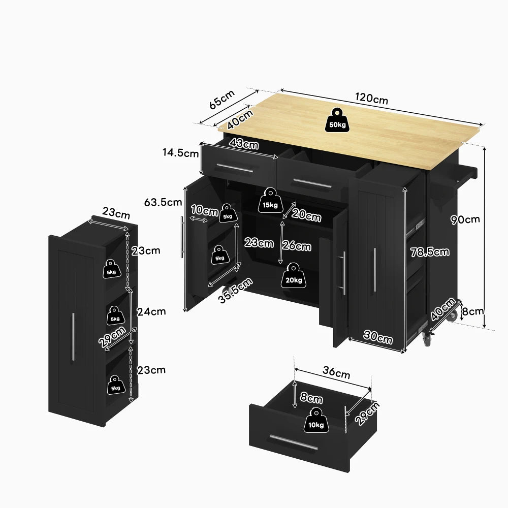Kitchen Island with Drop Leaf