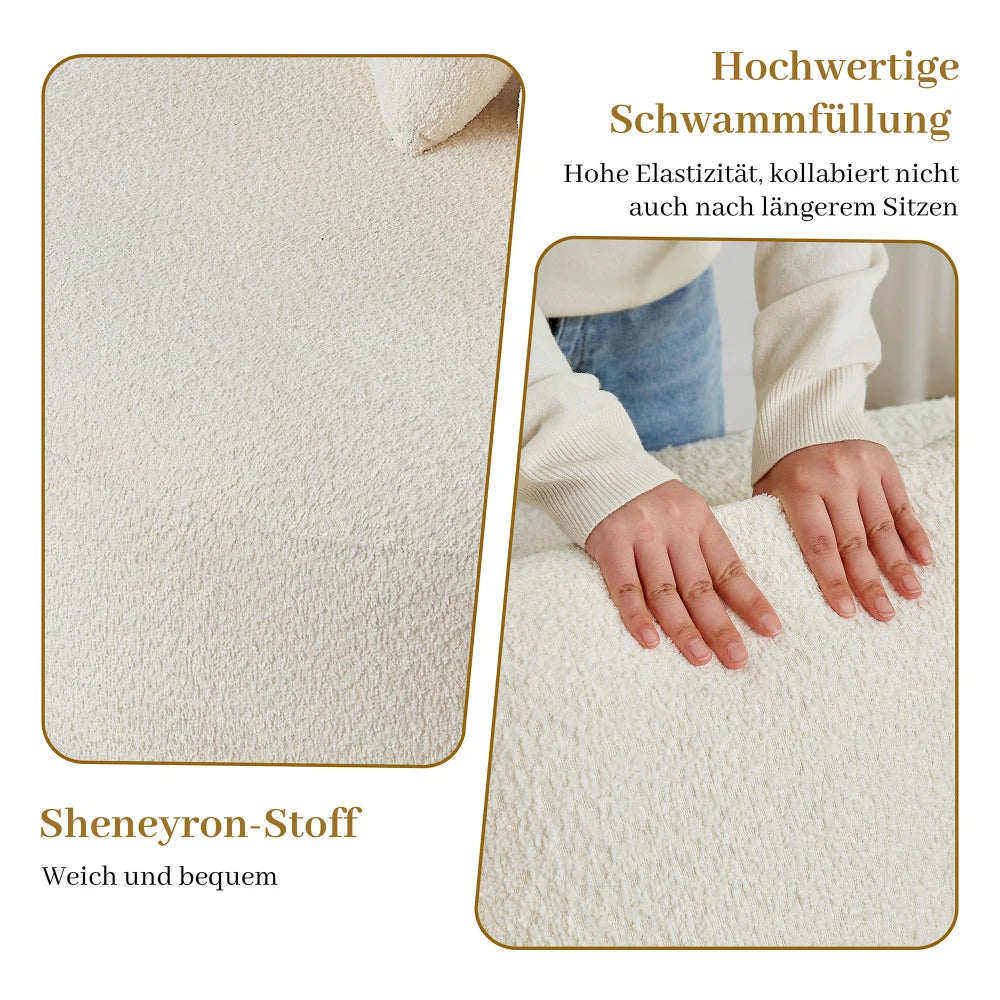 Modular Chenille Sofa, Curved Cashew Shape Design, Continuous Backrest