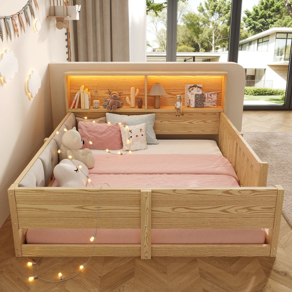 90x200cm & 140x200cm Flat Bed Frame, Children’s Bed with Safety Grille
