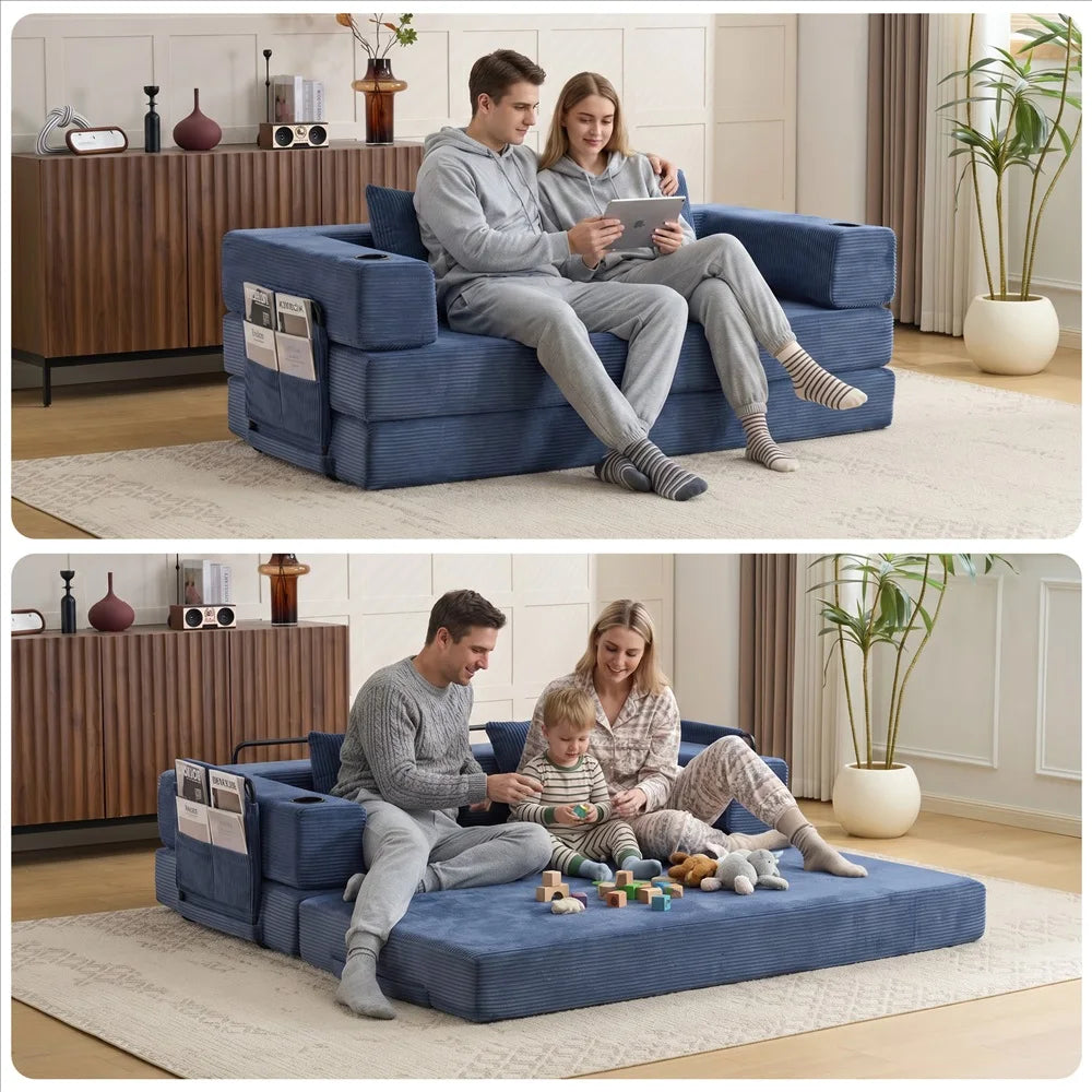 Free Combination Modular Upgrade Boneless Corduroy Floor Mattress Sofa