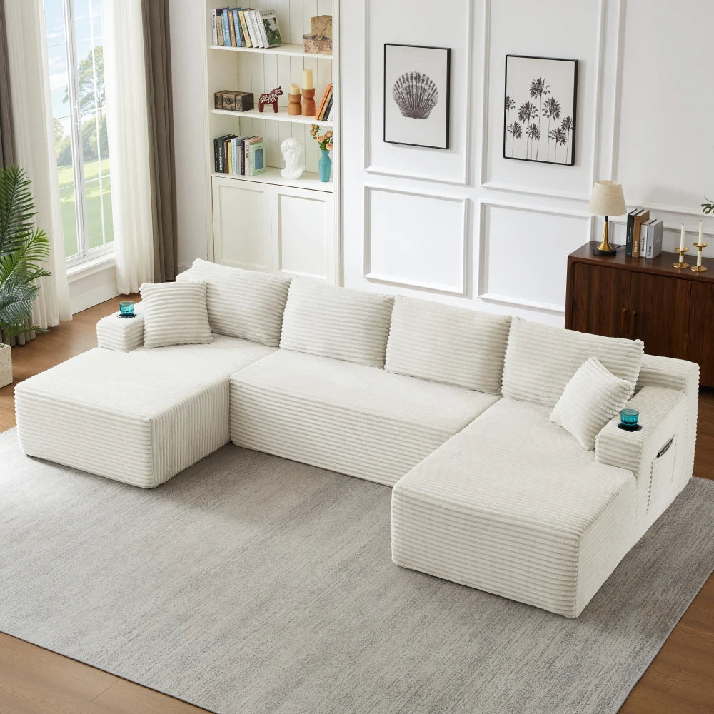 Boneless Modular U-Shaped Sofa Frame-Free for Living Room
