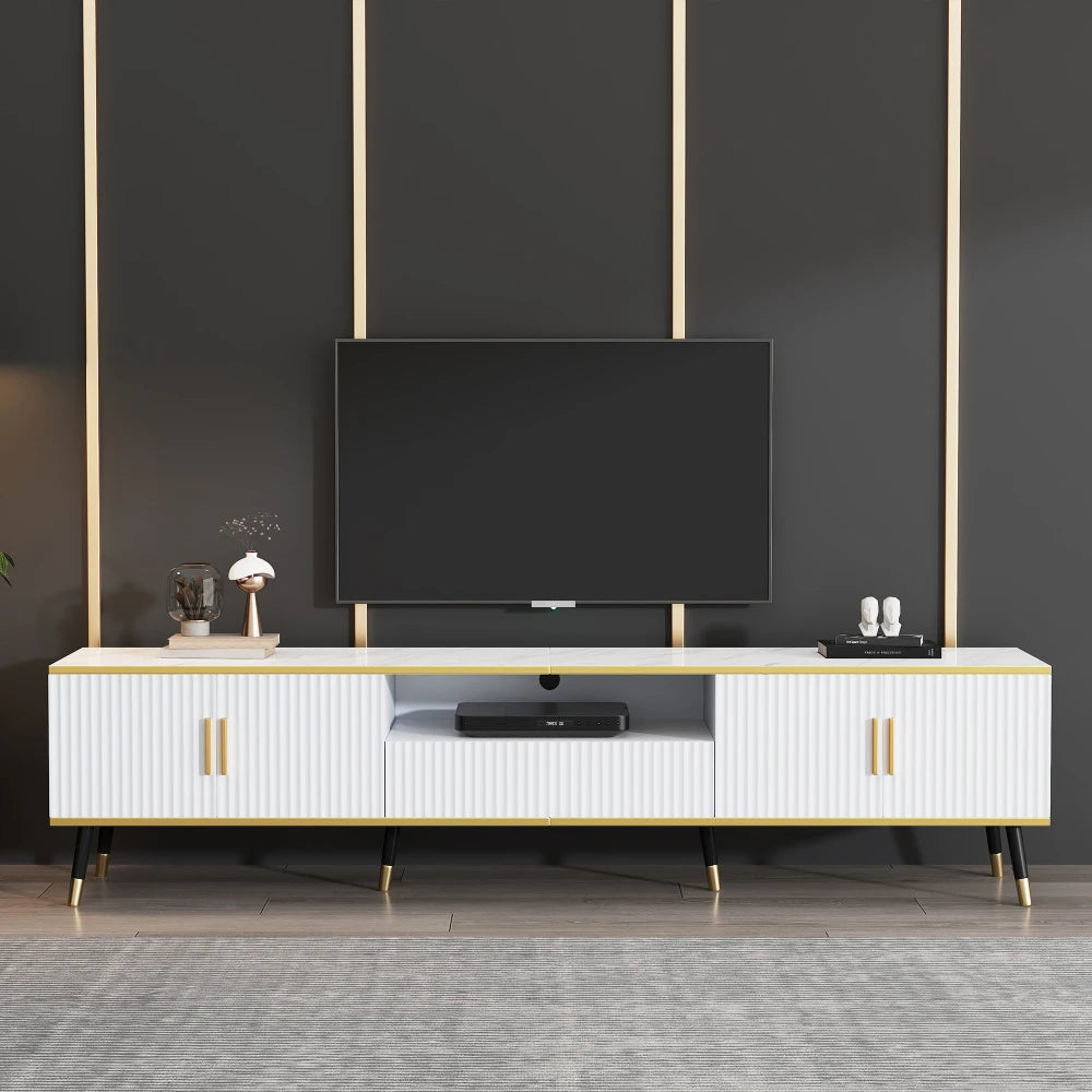 200 X 40 X 46cm Modern TV Cabinet, Marble Optics, TV Chest of Drawers