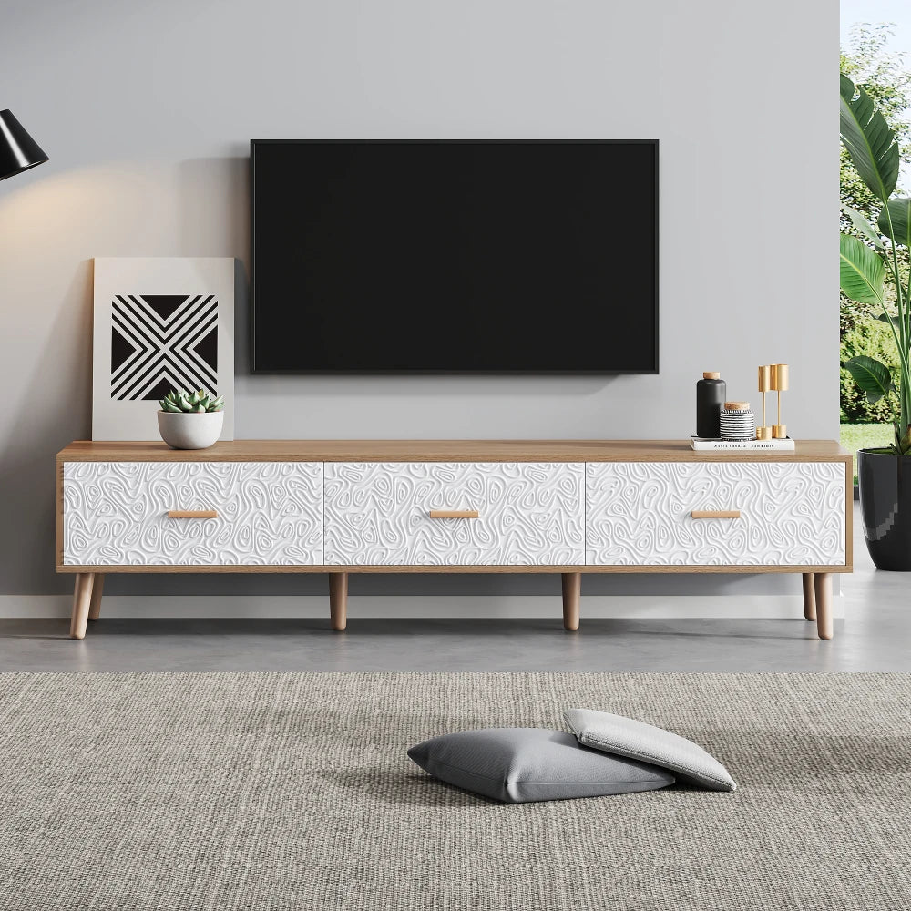 Vintage TV Stand, TV Cabinet Wood TV Table, Living Room Bedroom, Light Wood