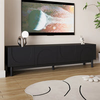 Modern TV Lowboard, TV Cabinet with Curved, Corrugated Doors