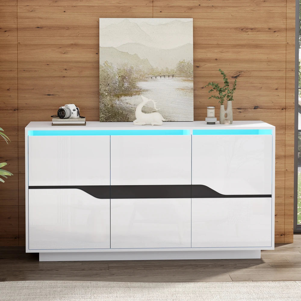Living Room Cabinet, with 3 Doors, with Adjustable Partitions