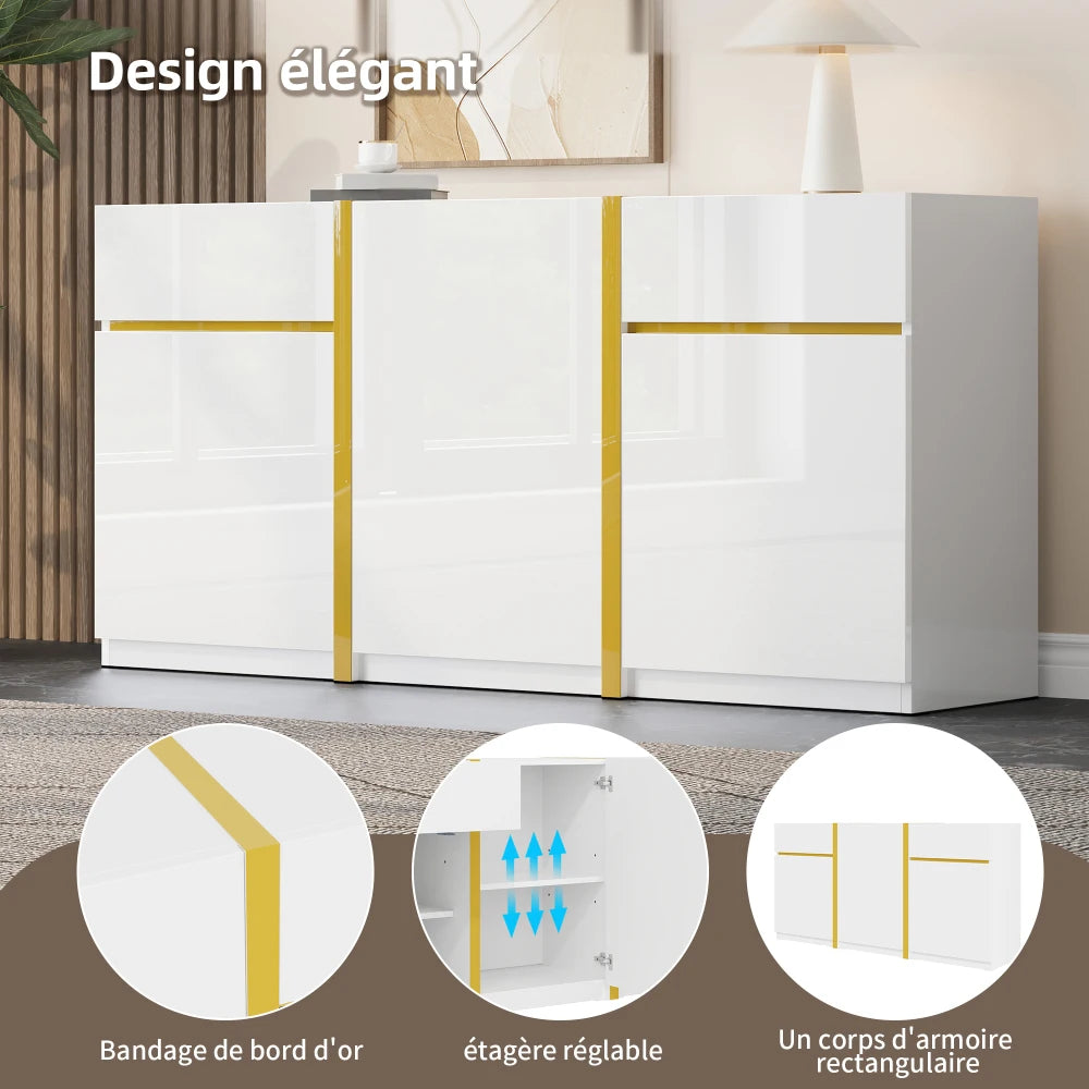 Luxurious Sideboard, High Gloss Varnish, Modern Living Room Storage Cabinet