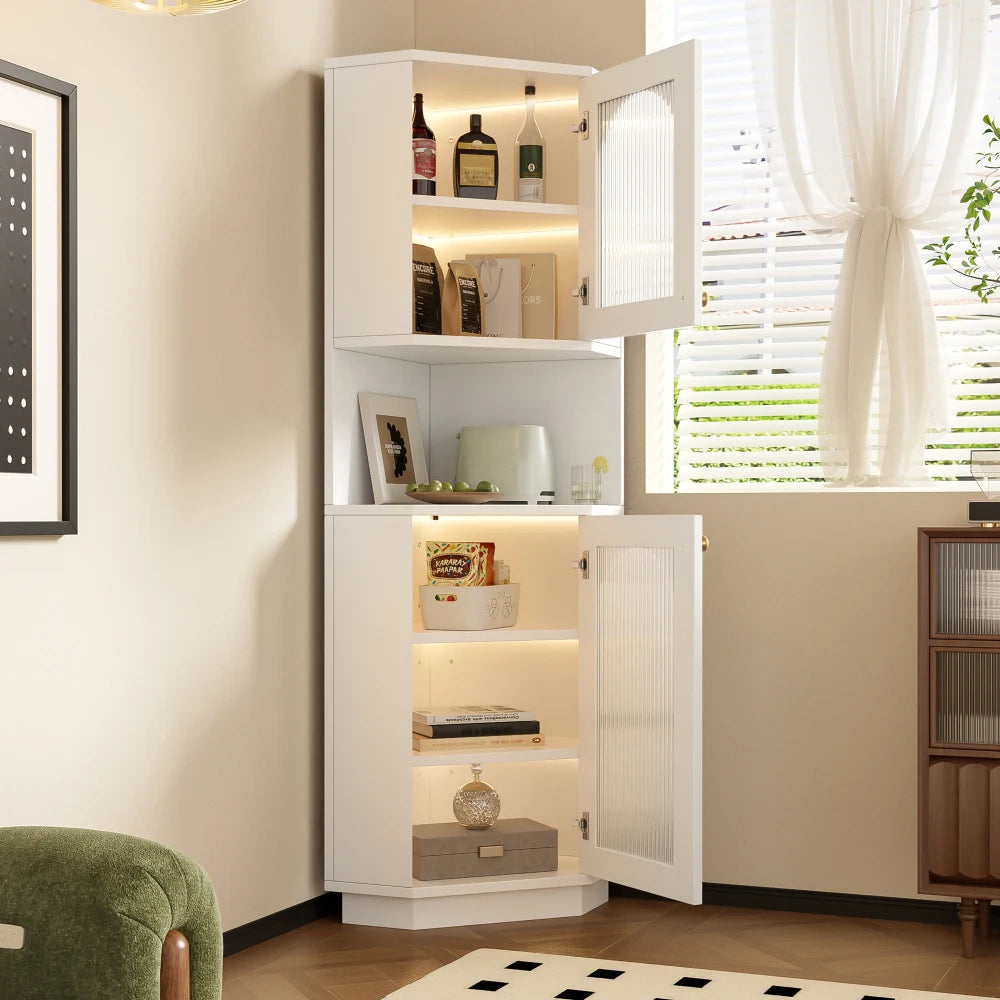 45 X 45 X 166, 5cm Bathroom Cabinet with Light Bar, Corner Cabinet