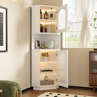 45 X 45 X 166, 5cm Bathroom Cabinet with Light Bar, Corner Cabinet