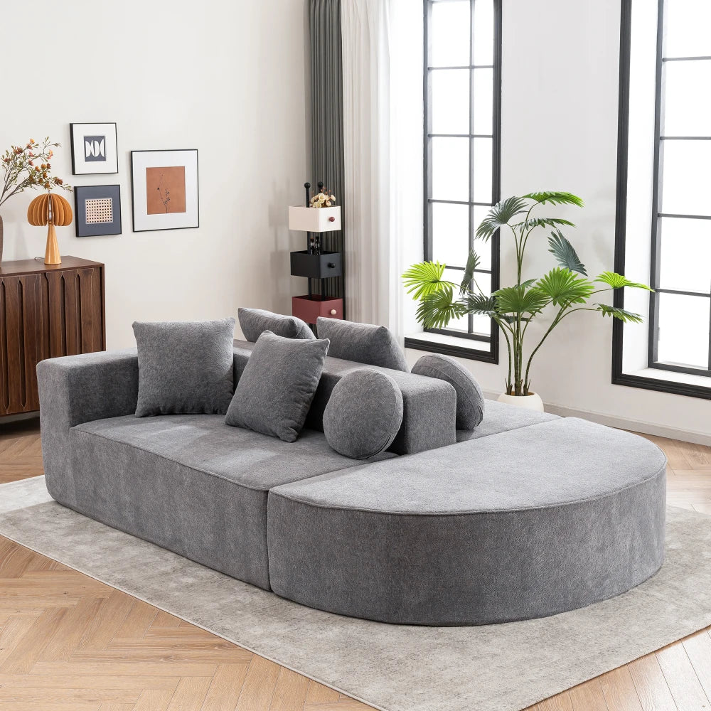 Fully Compressed Boneless Sofa, with Segmented Cloud Sofa
