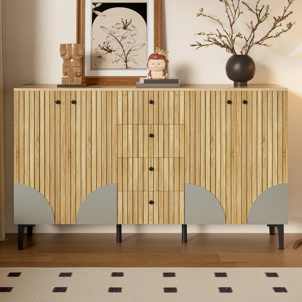 Modern Shoe Cabinet in Wooden Optics with Three Doors