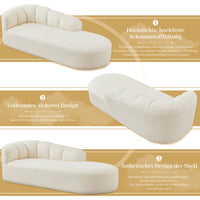 Modern Chenille Chaise Longue, Wavy Backrest Design