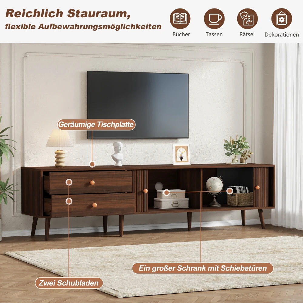 180x40x46.5cm TV Cabinet in Walnut Wood Optics, TV Stand with 2 Drawers