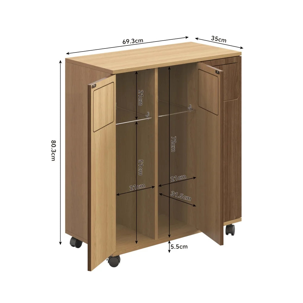 Rolling Trash Can Cabinet with Wheels