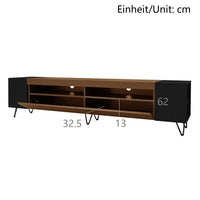 Modern TV Cabinet, Black and Wooden Optics, Length 180 Cm