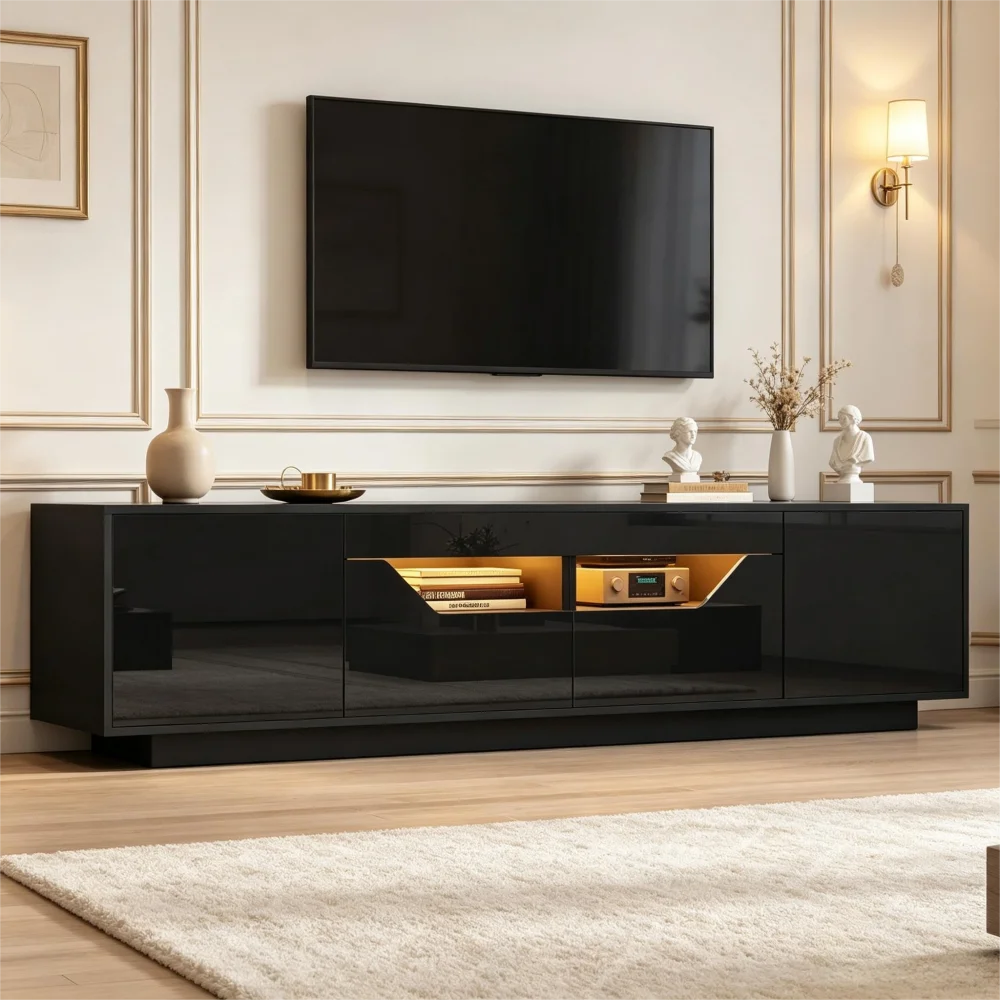 180x40x45cm High‑Gloss TV Stand Lowboard